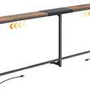 Huuger 78.7-94.5'' Extendable Behind Couch Table with Outlets, Rustic Brown, 78.7- 94.4"W x 29.5"H