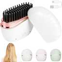 Mini Hair Straightener, Cordless&Rechargeable Portable Hair Straightener Brush with 3-Speed Temperature Control, Fast Heating Hot Comb&Anti-Scald Shell, Mini Straightener Brush for Home Travel Gift