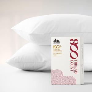 Mayfair Linen 100% Egyptian Cotton Standard/Queen Size Pillow Cases Set of 2-800 Thread Count Pillow Cover - Soft, Cooling White Pillowcases Set of 2 for Standard/Queen Pillows