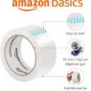 Amazon Basics Strong Plastic Adhesive Packing Tape for Shipping, Sealing Boxes, Moving and Storage, Clear, Low Odor, 1.88 in x 54.6 yds, 12-Pack