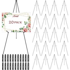 AROIC 63 "Easel Stand for Display, 20 Pack Portable Foldable Metal Easel, Easels for Signs Wedding Logos,Arts, Painting,Adjustable Floor Easels with 20 Storage Bag