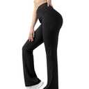 JOYCATCH Bootcut Flare Leggings with Pockets for Women, Crossover Flared Leggings Tummy Control, Stretch Casual Yoga Leggings (XS)