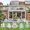 8 Pcs Easter Yard Decorations Outdoor,Easter Egg Decorations for Outside,Bunny Yard Sign with Stakes,Easters Party decor,Outdoor lawn decor Egg and bunny