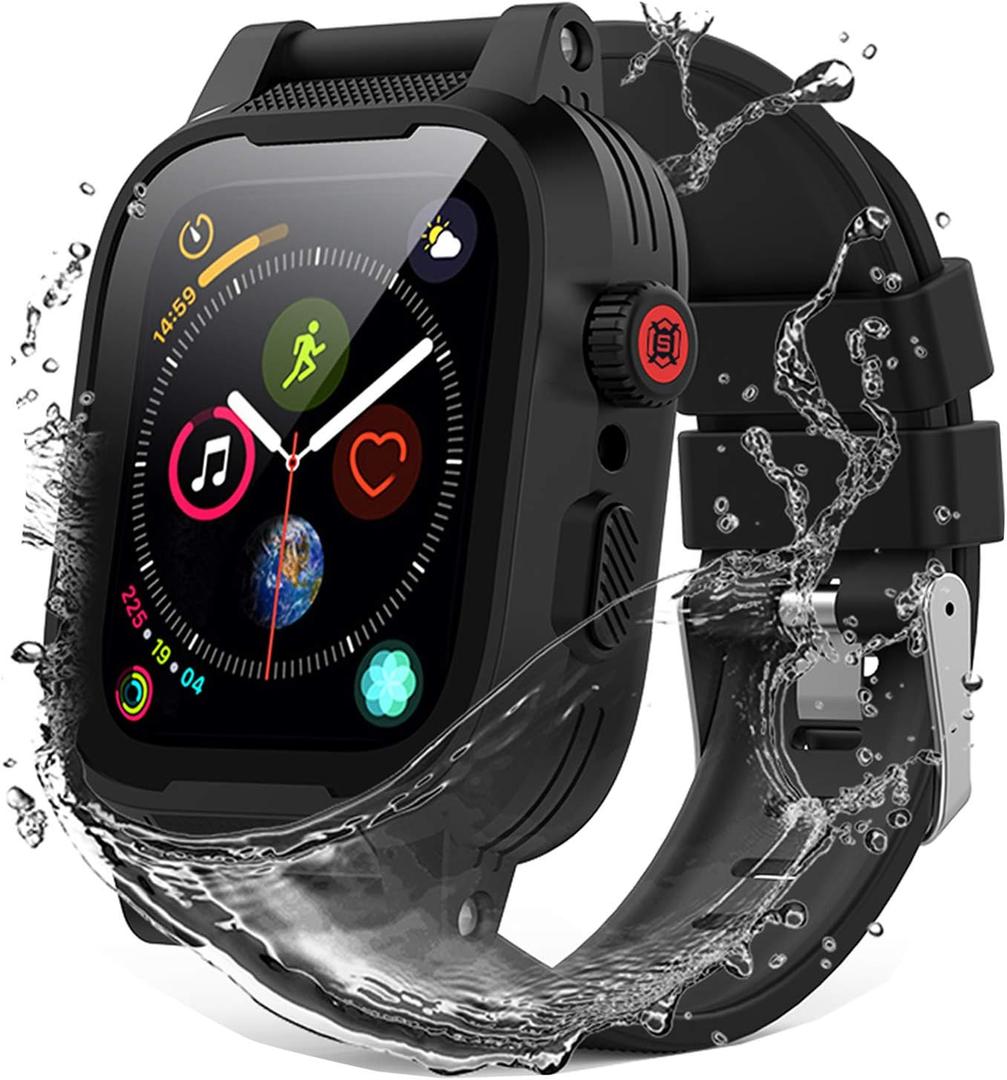 YOGRE Apple Watch 44mm Case Series 6/5/4/SE, Waterproof Protective Case with Built-in Screen Protector, Dustproof Shockproof Case for iWatch Series 6/5/4/SE
