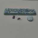 Wireless Keyboard and Mouse Combo, Ergonomic Full Size Typewriter Retro Round Keycaps Keyboard, Compatible with Windows, PC, Perfer for Home and Office Keyboards (Blue