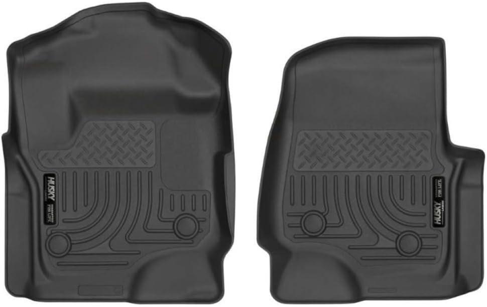 Husky Liners Weatherbeater Floor Mats | Fits 2017-2025 Ford F-250/F-350/F-450 SUPERCREW & SUPERCAB ONLY with Factory Vinyl Flooring | Front Row, 2-pc Black - 13321