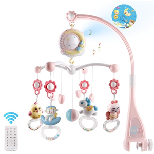 Baby Musical Crib Mobile with Timing Function Projector and Lights,Hanging Rotating Rattles and Remote Control Music Box with 150 Melodies,Crib Toy for Newborn 024 Months
