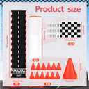 37 Pcs Race Car Party Decorations, 12 Orange Traffic Cones with Holes on Top, 24 Checkered Flags, 1 Racetrack Floor Runner, for Race Car Birthday Party Table Centerpiece Supplies