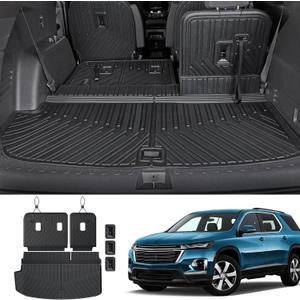 Cargo Mat Backrest Mats for 2018-2022 2023 Chevrolet Chevy Traverse Car Mat Accessories, All Weather TPE Cargo Liner Trunk Mat (18-23 7/8 Seats-3rd Row Backrest Mats&Cargo Mat)