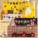 72 Pcs Christmas Wooden Ornaments Decor Santa Claus Hanging Ornaments for Christmas Tree Vintage Xmas Tree Ornament for Holiday Thanksgiving Party Favors Supplies Decorations