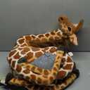 BRINJOY Giant Stuffed Giraffe Animal Set, 47 Inch Large Giraffe Plush Toy for Kids with Bird & Basket & Leaves & Card, Toddler Lifelike Standing Toys Stuffed Animal Gift for Girls Boys