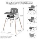 4 in 1 Baby High Chair for Babies and Toddlers, Foldable & Portable Convertible Booster Seat, Adjustable Tray & Footrest, Lightweight, Stable, Easy to Clean, Grey