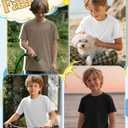 LessonZoo 3 Pack Boys Short Sleeve Shirts Kids Loose Fit Crewneck Tops Casual Summer Basic Tee(Black, White, Khaki,15-16 Years)