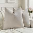 FUTEI Oatmeal Chenille Decorative Throw Pillow Covers 18x18 Inch Set of 2,Soft Cozy Faux Linen Textured Cushion Case,Farmhouse Home Decor for Couch Living Room