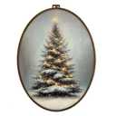 GWFSJYU Christmas Tree Framed Oval Wall Art Decor, Rustic Winter Christmas Pine Tree Canvas Prints Wall Art,Vintage Xmas Trees Hanging Decor for Bathroom Bedroom Living Room, 8.7x11.3inch