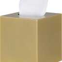 Metal Square Tissue Box lid, Modern Facial Tissue Holder for Bathroom Vanity Tops, Bedroom Dressers, Nightstands, Desks, Offices (Gold)