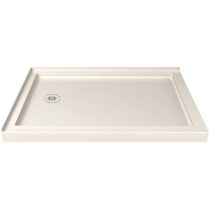 DreamLine SlimLine 36 in. D x 60 in. W x 2 3/4 in. H Left Drain Double Threshold Shower Base in Biscuit, DLT-1036601-22