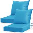 LAGRATY Outdoor Chair Cushions for Patio Furniture24" x 24" Deep Seat Cushions with Backrest for Couch Sofa Chair - Waterproof Fade-Resistant Patio Cushion (Set of 2,Bright Blue)