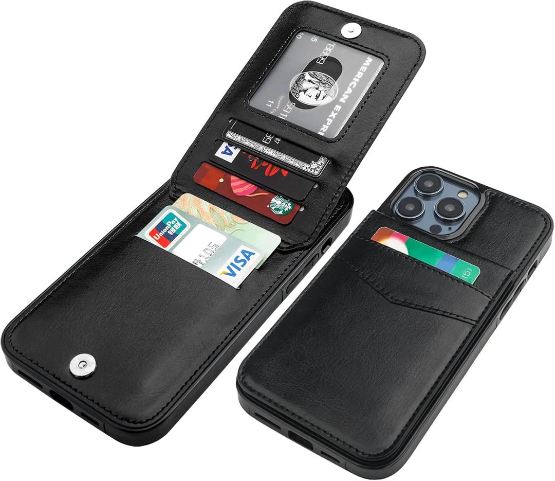 KIHUWEY Compatible with iPhone 14 Pro Max Case Wallet with Credit Card Holder, Flip Premium Leather Magnetic Clasp Kickstand Heavy Duty Protective Cover for iPhone 14 Pro Max 6.7 Inch (Black)
