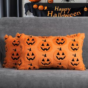 4TH Emotion Halloween Pumpkin Decorative Lumbar Pillow Covers 12x20 Set of 2, Orange Soft Plush Faux Fur Farmhouse Throw Cushion Cases for Fall Autumn Holiday Home Decorations 4TH Emotion Halloween Pumpkin Decorative Lumbar Pillow Covers 12x20 Set of 2, Orange Soft Plush Faux Fur Farmhouse Throw Cushion Cases for Fall Autumn Holiday Home Decorations