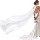Satin Bridal Neck Scarf for Wedding Detachable Neckerchief Flowing Shawl for Marriage Accessory