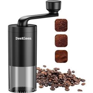 Manual Conical Burr Coffee Grinder, Ceramic Mill, Hand Crank,Portable,Perfect for Espresso maker at home,Travel,Camping,Internal Adjustable Setting, Visible Powder Bin