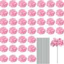 MECCANIXITY Silk Artificial Hydrangea Flowers, Pink Artificial Flowers Heads with Stems, Full Hydrangea Flowers for Wedding Centerpieces, Party Decoration 30 Set