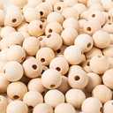 100pcs 16MM Wood Beads Natural Unfinished Round Wooden Loose Beads Wood Spacer Beads for Craft Making Decorations and DIY Crafts (16mm)