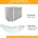 W11117302 W10120998 Dryer Lint Filter Kit, Lint Screen & Grille Replacement for Select Whirlpool Kenmore Maytag KitchenAid Roper Amana Dryers, Replaces W10049360 8544723