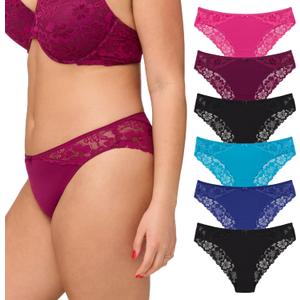 BLAKE & CO. 6 Pack Juniors Micro and Lace Cheeky Underwear (S)