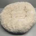 Hoewina Dog & Cat Bed, 20in Cat Beds for Indoor Cats, Calming Donut Bed for Puppy and Kitten, Washable Round Fluffy Pet Bed for Small Medium Dogs and Cats (Light Brown)