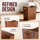 Wood Waste Basket, 2 Gallon Rectangular TrashCan with Handles, Water-Resistant Lacquer Finish, Compact for Bathroom Bedroom Office