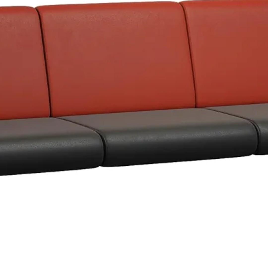 Wonline 3 Seat Waiting Room Chair with Armrest PU Leather Office Furniture, Office Guest Seating Lobby Conference Reception Chairs for Airport Clinic Hospital Bank Salon Barber(Red&Black)