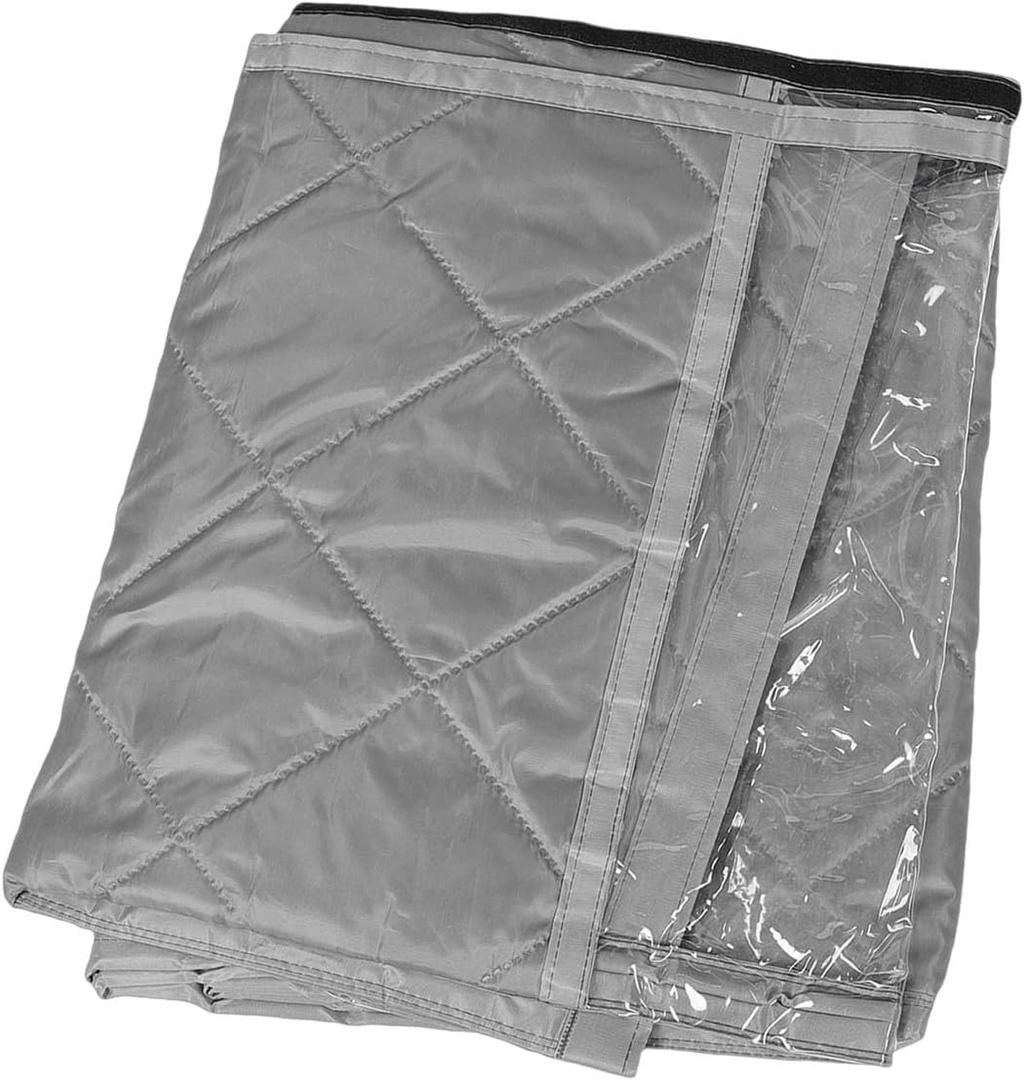 Generic Thermal Insulated Door Curtain Magnetic Windproof Winter Door Cover with Clear Window for 36.61x85.05in Doors Gray Oxford Cloth Cotton