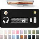YSAGi Leather Desk Pad Protector, Office Desk Mat, Large Mouse Pad, Non-Slip PU Leather Desk Blotter, Laptop Desk Pad, Waterproof Desk Writing Pad Office and Home (Black, 35.4" x 17")