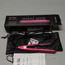 Terviiix Mini Flat Iron Adjustable Temperature, Travel-Size Mini Hair Straightener, Small Flat Irons for Short Hair/Curls Bangs, Ceramic Portable Tiny Hair Curler, Dual Voltage, Auto-Off, Pink, 1/2''