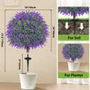 27.5" Artificial Lavender Boxwood Topiary Ball Trees, Set of 2 Fake Shrubs Bushes with Ground Spike, UV Resistant Faux Evergreen Tree for Front Porch Outdoor Garden Decor