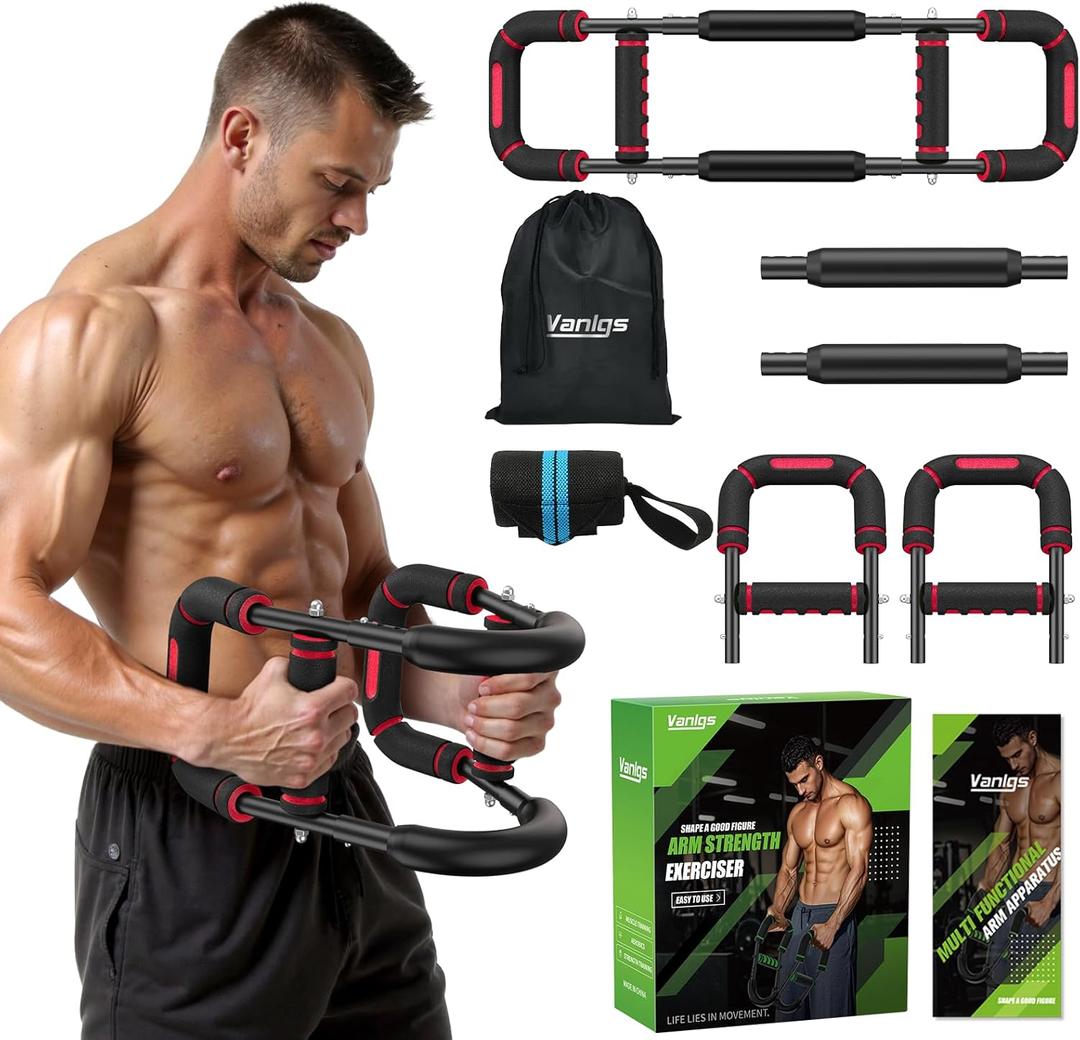 Twister Arm Trainer for Men, Chest Workout Equipment 5-Level Adjustable (40-130lb) with Ergonomic 27 Targets Biceps/Clip/Thigh, Portable Exerciser for Home Gym Travel Fitness