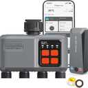 WiFi Sprinkler Timer 4 Zone with 984 Feet RF Gateway, 4 Outlet Smart Water Timer for Garden Hose with Rain Delay/Manual/Automatic,WiFi Water Hose Timers for Garden & Lawns