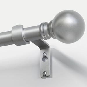 Modern Silver Curtain Rods for Windows 66 to 120 Inches Adjustable Length Heavy Duty 1" Diameter Long Window Curtain Rod with Round Decorative Finials for Bedroom Living Room Kitchen Farmhouse