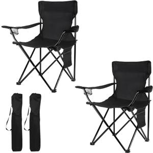Damei century Folding Camping Chairs- Lightweight, Portable Chair for Beach, Lawn, Outdoor Sports (2pc Black)