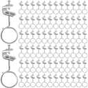 Hicarer 100 Set 1/4" x 20 Beam Clamp Steel Small C Clamps with Screws Metal Machine Threaded Bridle Rings Cable Ring Hangers for Pipe, Can Withstand 75 Lbs (2 Inch Bridle Rings)