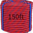 150Ft 1/2 Inch Heavy Duty Climbing Rope - for Tree Swing, Pulling, Outdoor & Gym Use (Red)