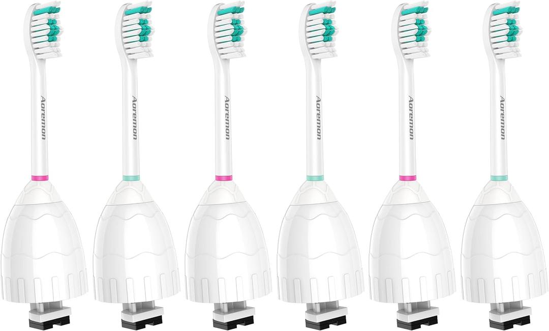 Aoremon Replacement Toothbrush Heads Compatible with Philips sonicare E-Series, 6 Pack Replacement Brush Heads Come with Caps