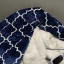 Sealy Wearable Heated Throw Blanket, Flannel & Sherpa Electric Throw Shawl Poncho with Hoodie & Pocket, 6 Heating Levels & 2-10 Hours Auto Shut Off, Machine Washable, 50x60 Inch, Light Blue