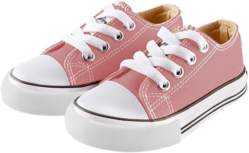 Mvlsoct Boys and Girl Low Top Canvas Kids Lace up Sneakers Size 25