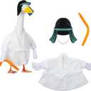 Aliceset Christmas Cousin Robe Porch Goose Outfit Set Xmas Vacation Costume Lawn Porch Goose Clothes with Robe Hat Water Pipe for 23'' Statue Patio Garden Decoration