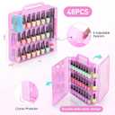 Nail Polish Organizer Pack of 2, Portable 48 Bottles Clear Nail Polish Holder with Adjustable Divider, Gel Nail Polish Storage Double Side Nail Polish Organizer Case for Nail Tech Pink