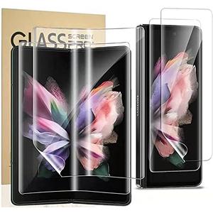 for Samsung Galaxy Z Fold 5 5G Screen Protector, Flexible TPU Screen Protector, 2 Pack Front with 2 Pack Inside, Fingerprint Unlock, Case Friendly, Bubble Free, Anti-Scratch, HD Clear (4 in 1)