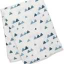 lulujo Baby Muslin Silky Soft Swaddling Blanket, Navy Triangles, 47 x 47-Inches
